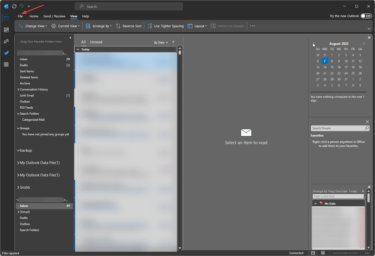 OUTLOOK_Jgo the File tab