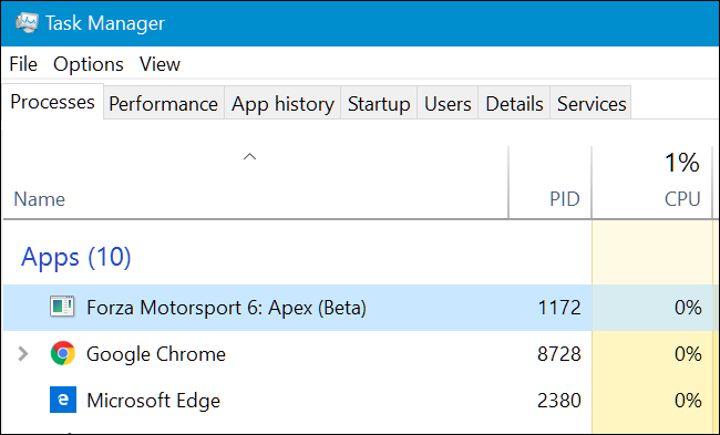 Поиск PID запущенной UWP‑игры