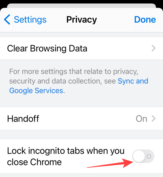 Переключите опцию