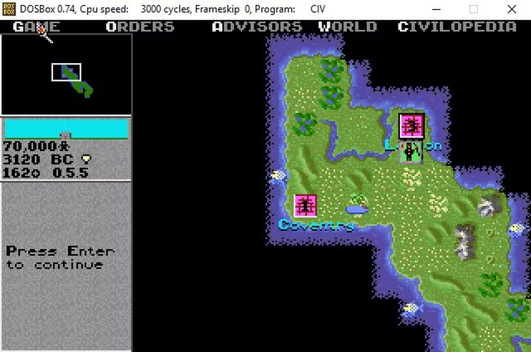 Civilization в DOSBox