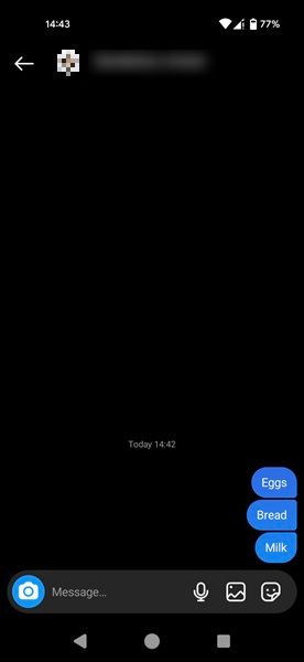 Переписка с самим собой в Instagram для Android.
