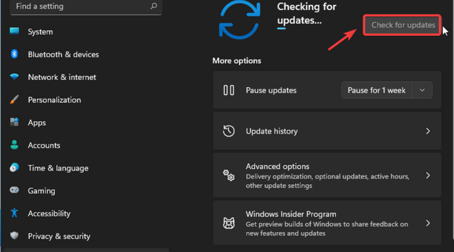 Проверить наличие обновлений