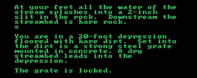 Скриншот Microsoft Adventure в 40-колоночном режиме на IBM PC