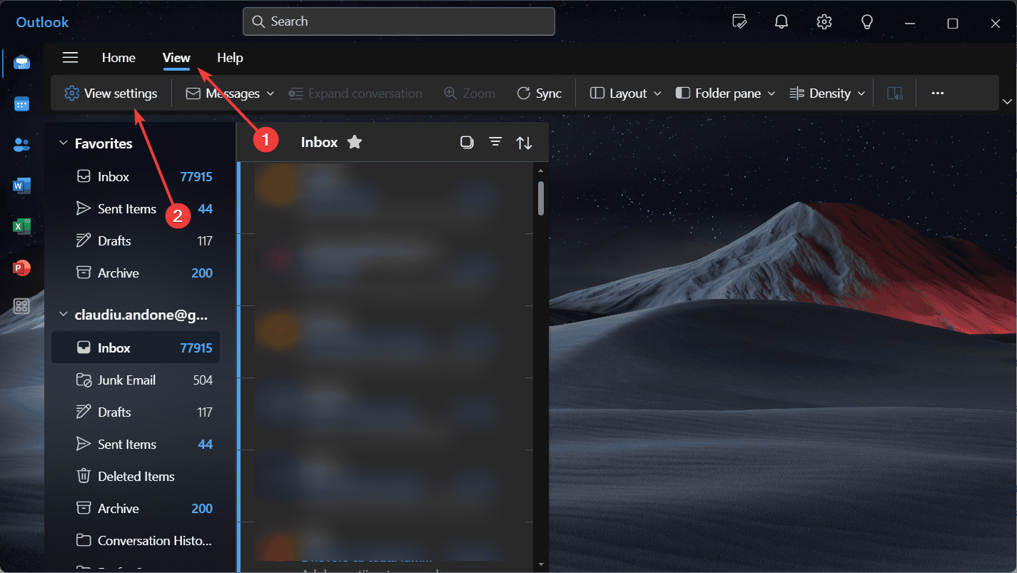 Отключить Top Results в Microsoft Outlook