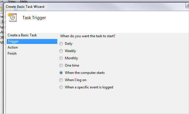 Выбор расписания запуска задачи