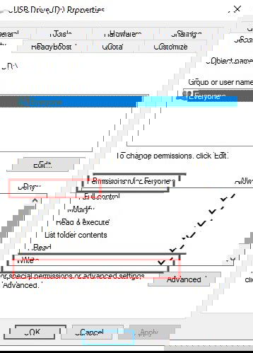 Проверка разрешений: Запись разрешена?