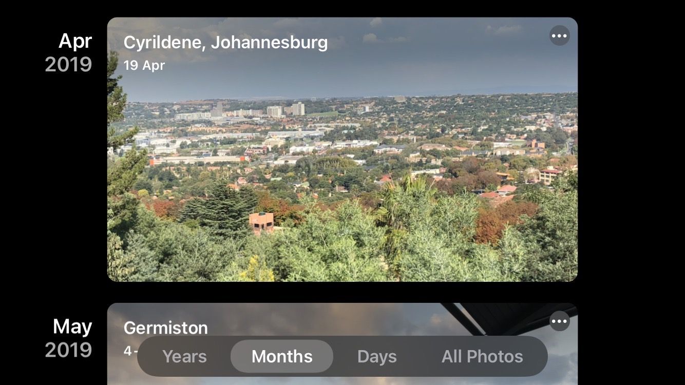 Функция фильтра по дате в приложении Фото