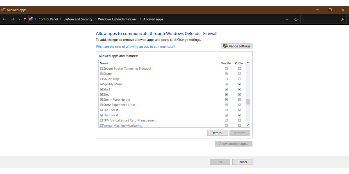 Настройка разрешений брандмауэра для Steam