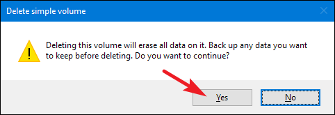 Подтверждение удаления тома