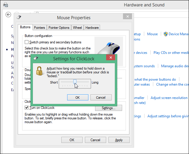 Кнопка ОК для сохранения настроек мыши