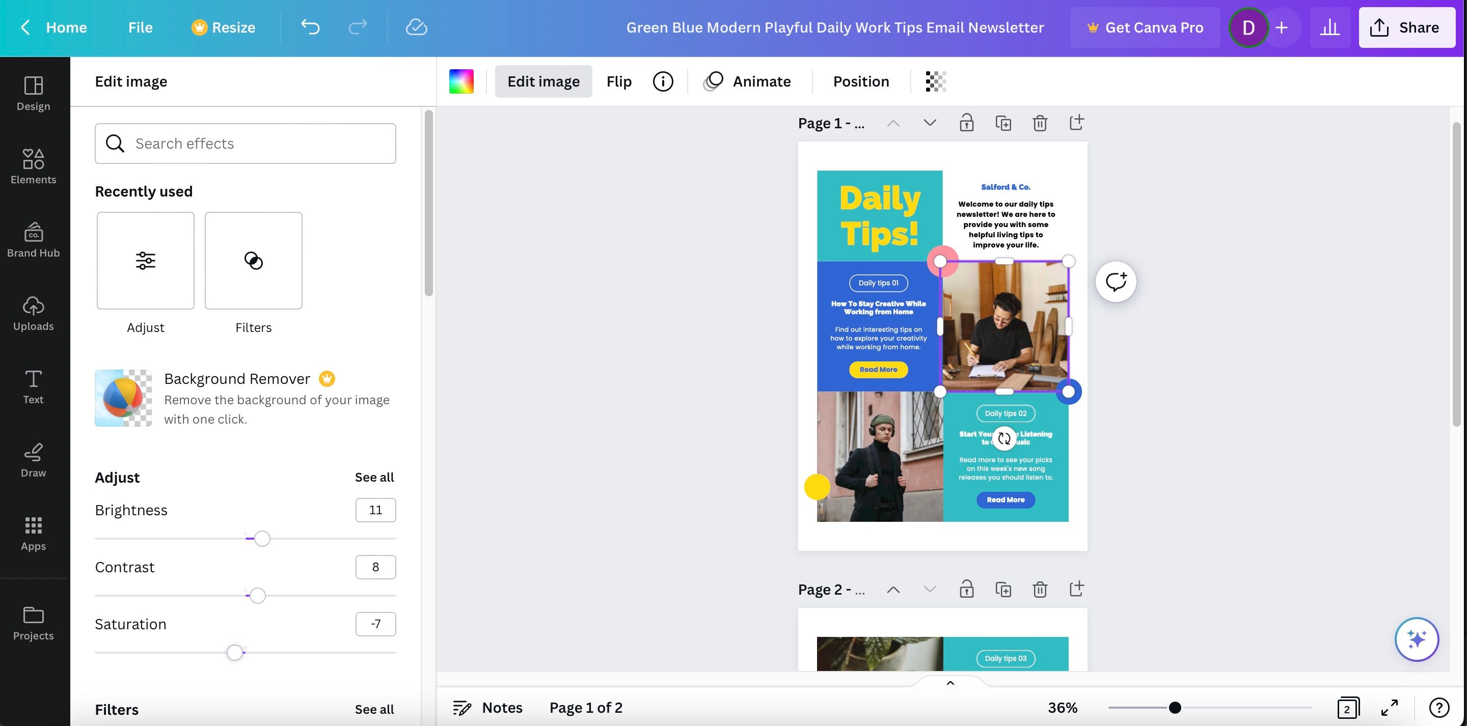 Редактирование изображения в Canva