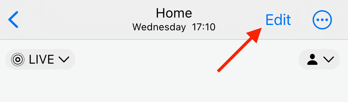 Кнопка «Изменить» в интерфейсе приложения «Фото» на iPhone