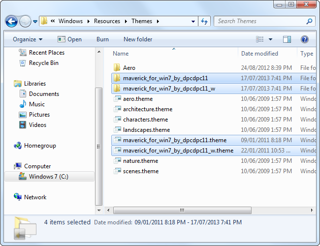 Копирование файлов темы в папку Themes
