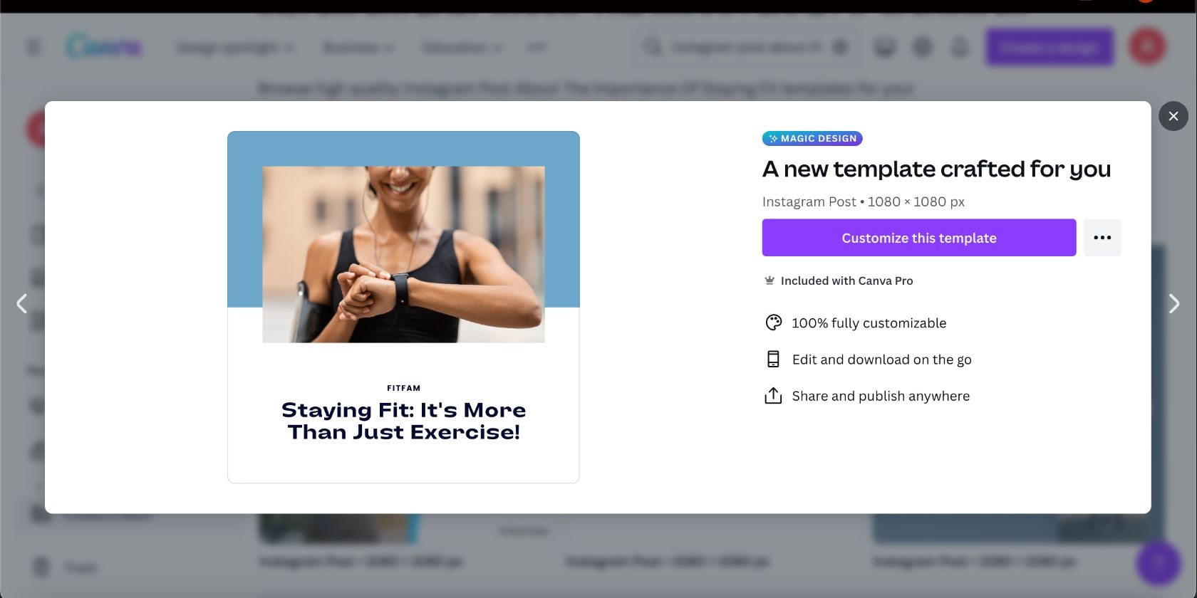 Шаблон Magic Design в Canva с кнопкой настройки