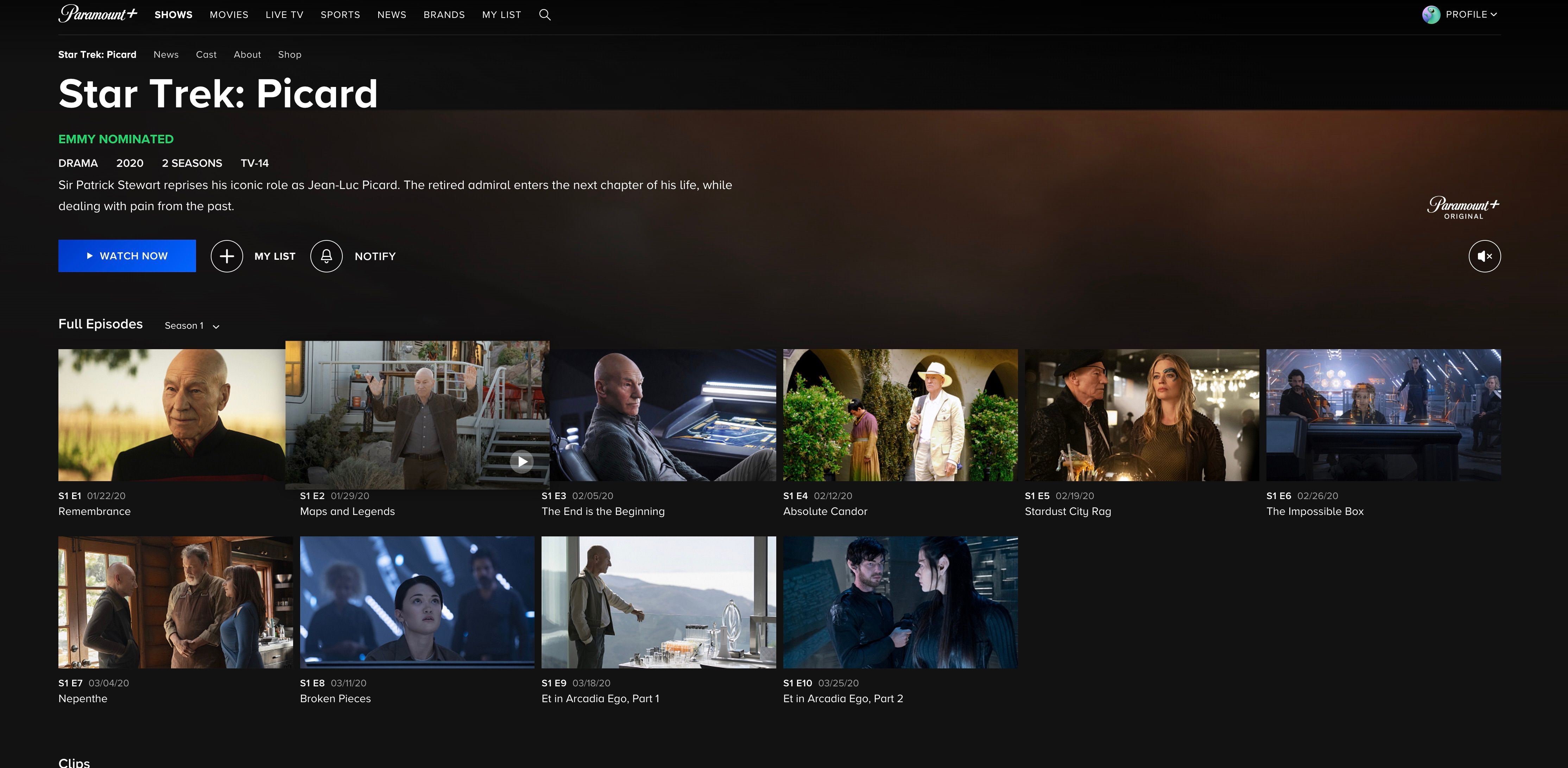 Миниатюры эпизодов Star Trek: Picard — сезон 1