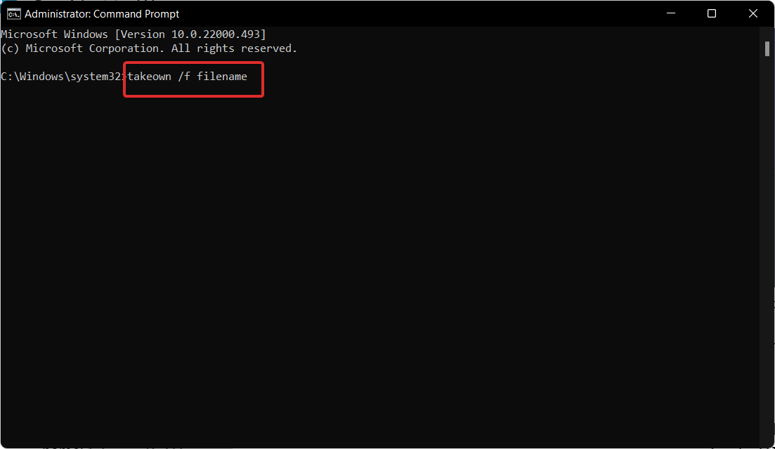 Пример взятия права на файл