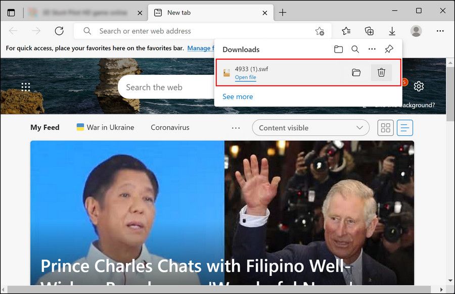 Скачанный SWF в Edge