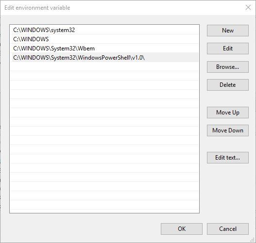 edit path variable windows 10