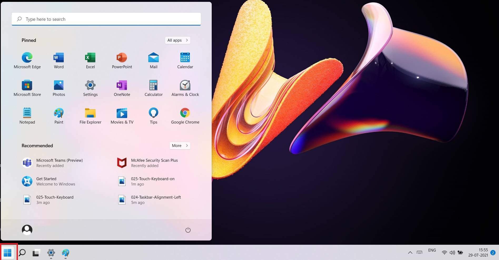 Поиск из меню Пуск в Windows 11: результаты внутри Пуска