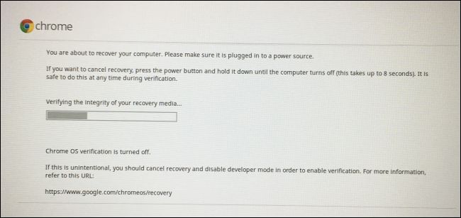 Ход восстановления Chrome OS — процесс пересоздания системы