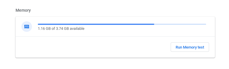 Тест оперативной памяти в диагностике Chromebook