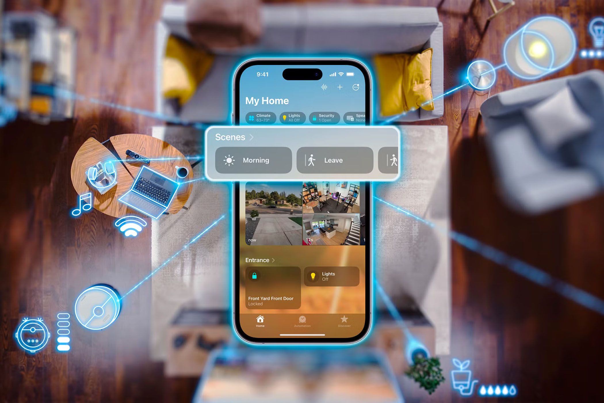 Приложение Apple Home на iPhone среди умных устройств