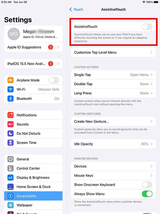 Переключатель AssistiveTouch