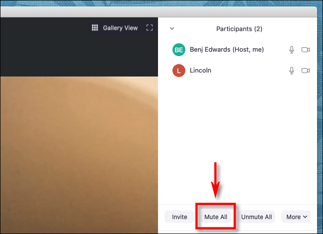 Кнопки управления участниками, включая «Отключить всех»