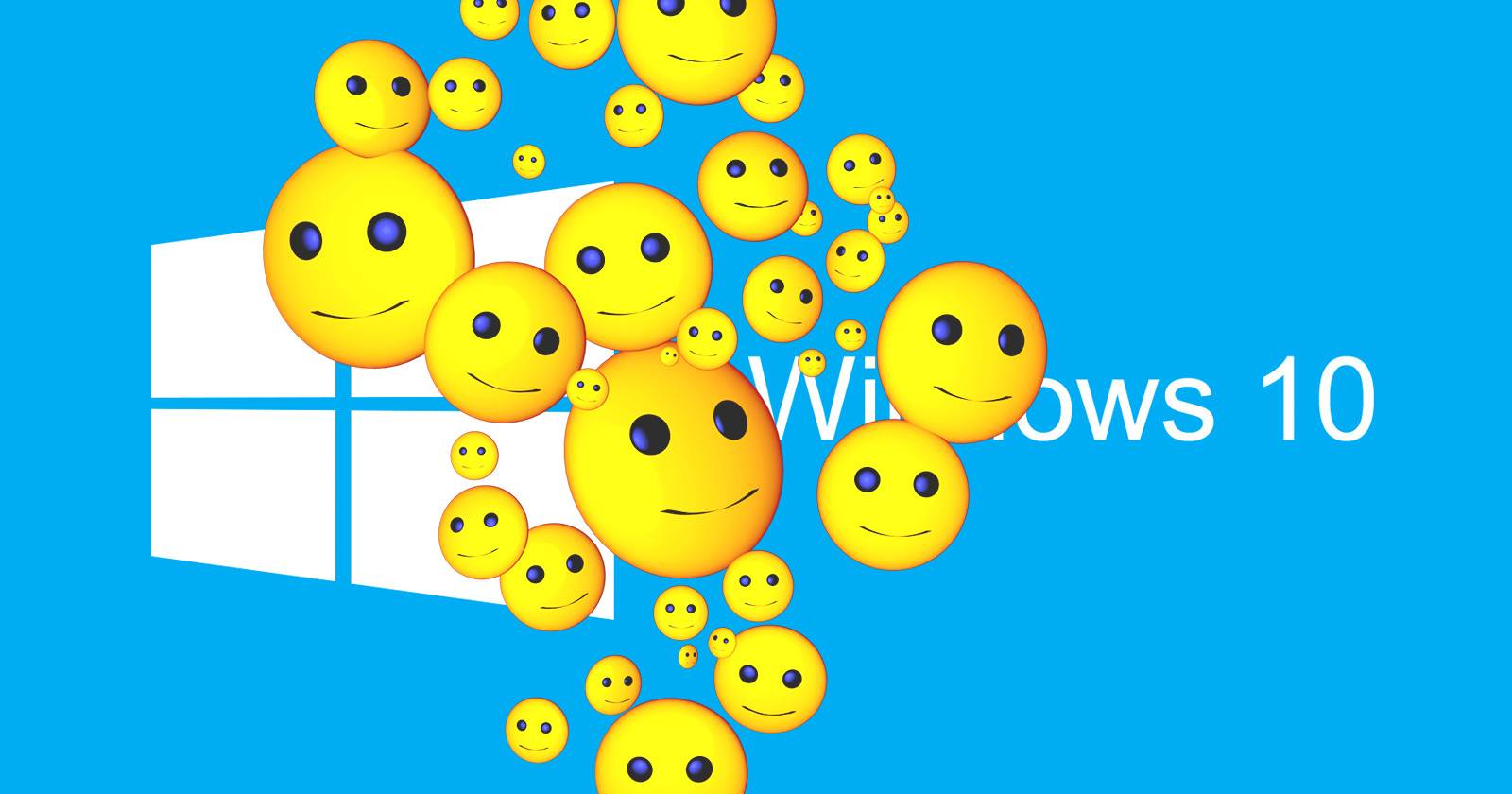 Набор эмодзи на рабочем столе Windows 10, карусель категорий