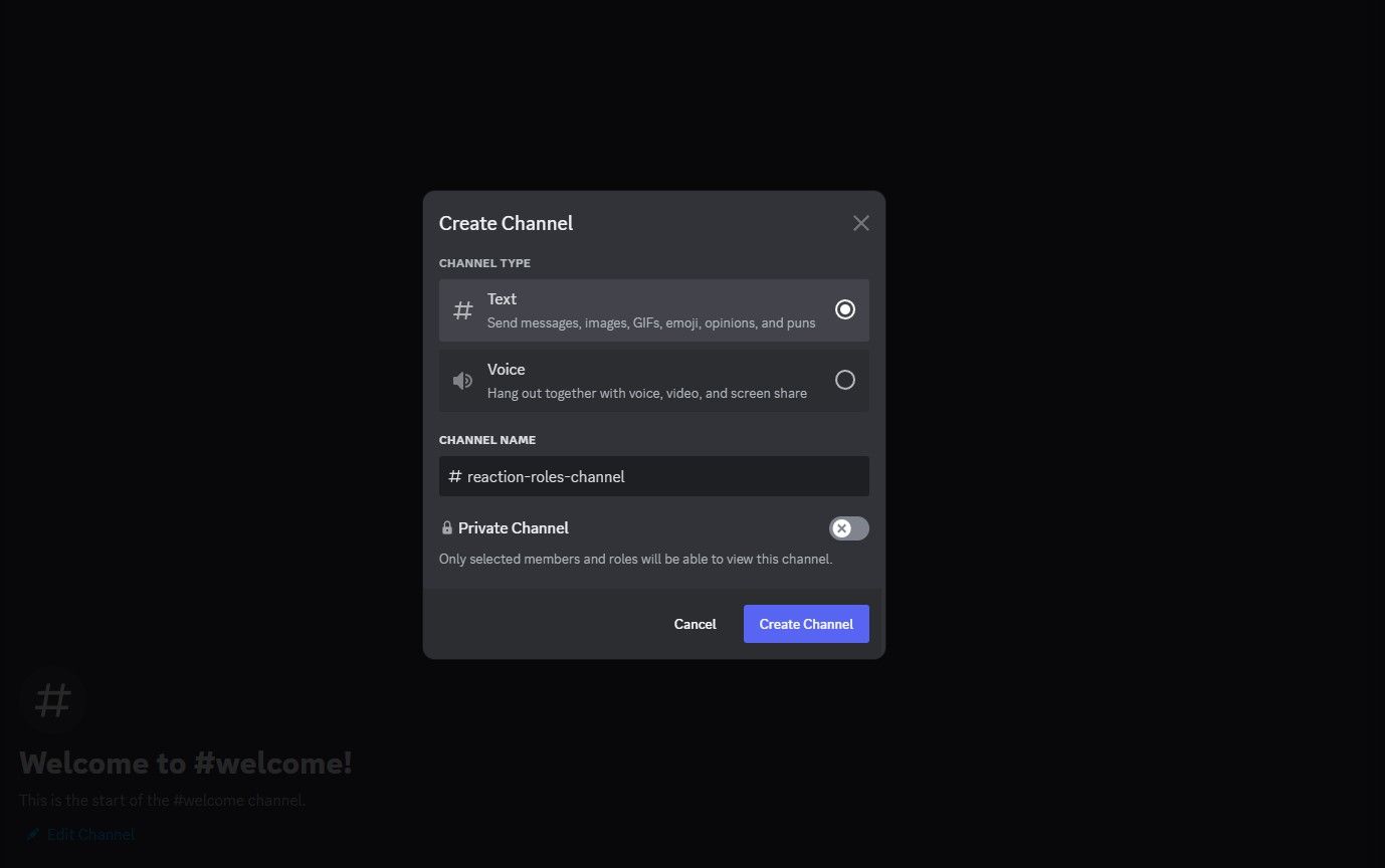 Creating a channel in Discord