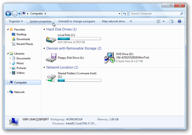 Открыть свойства системы Windows