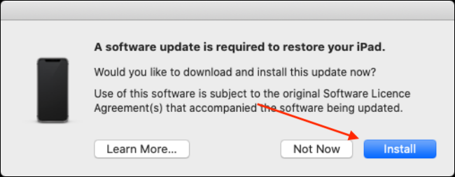 Нажмите Установить, если Mac просит обновить устройство