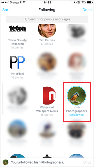 Пример массовой отписки от страниц и людей через настройки ленты