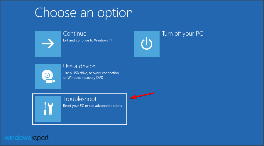 Экран устранения неисправностей в среде восстановления Windows
