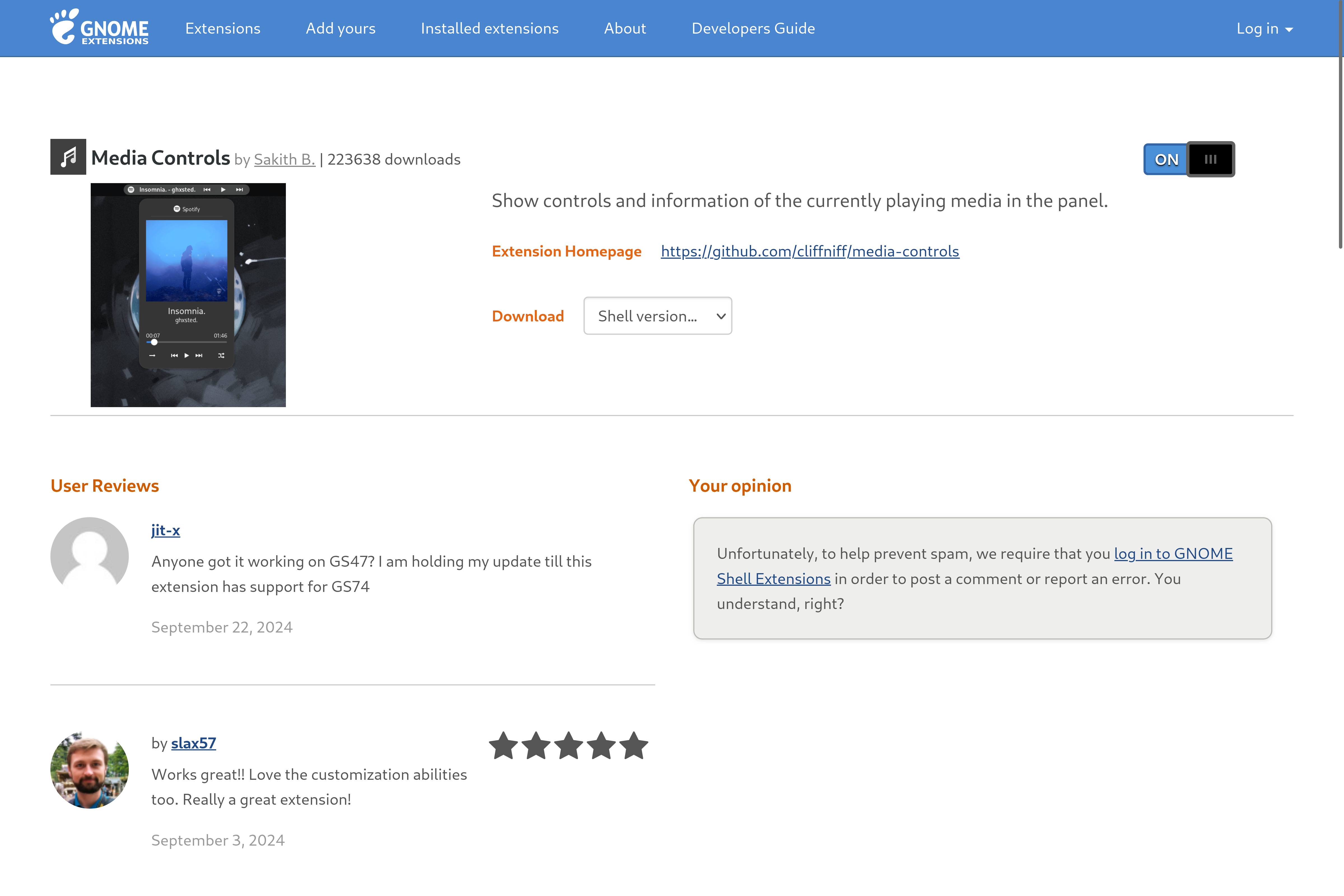 Установка Media Controls.