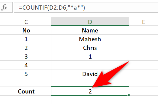 Результат: количество ячеек с конкретным текстом.