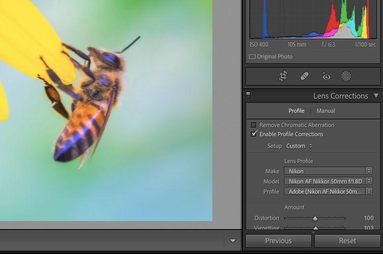 Исправление искажения в Lightroom