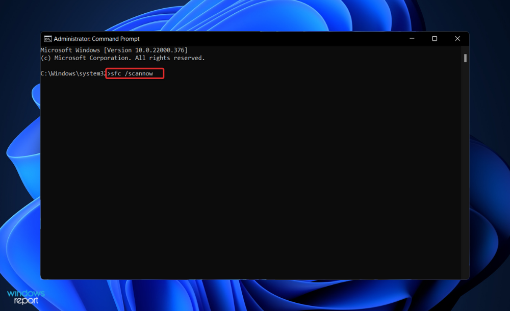 Результат выполнения команды sfc /scannow в окне Командной строки