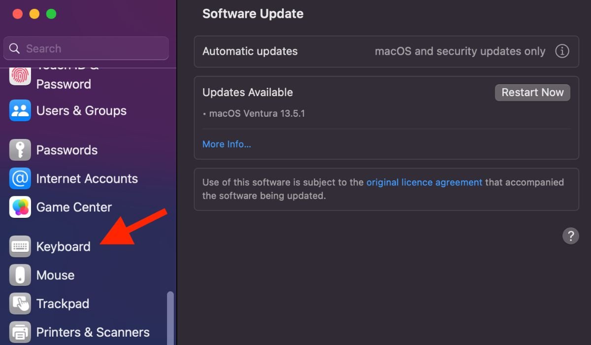 Откройте настройки клавиатуры