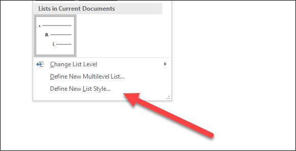 Окно определения нового стиля списка