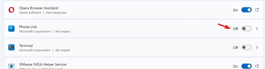 Параметр автозапуска Phone Link в Параметрах