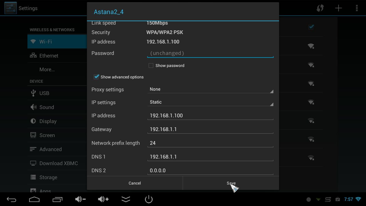Ajustes de IP estática en Wi‑Fi de Android