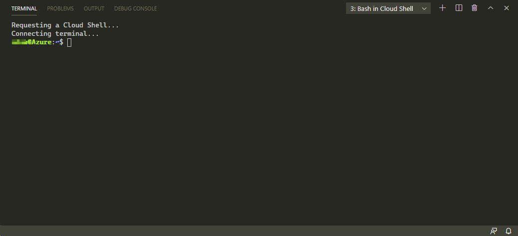 Bash в VS Code после аутентификации.