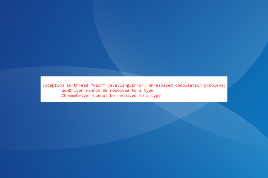 Исправить WebDriver cannot be resolved to a type