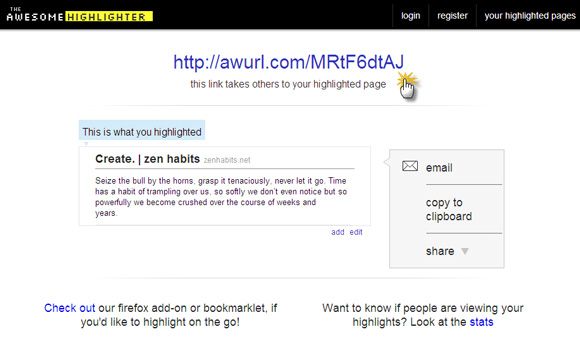 Результат: выделение и готовая ссылка