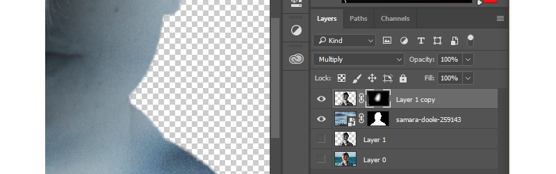 Отделение слоя-контейнера и подгонка видимых деталей