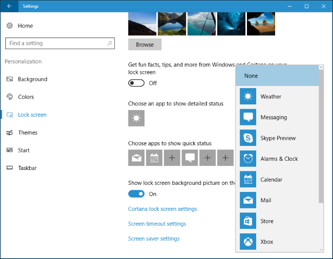 Список приложений для показа состояния на экране блокировки