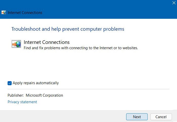 Снимок параметра Применять исправления автоматически в мастере устранения неполадок