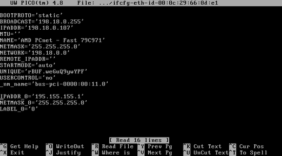 Файл конфигурации сетевого интерфейса