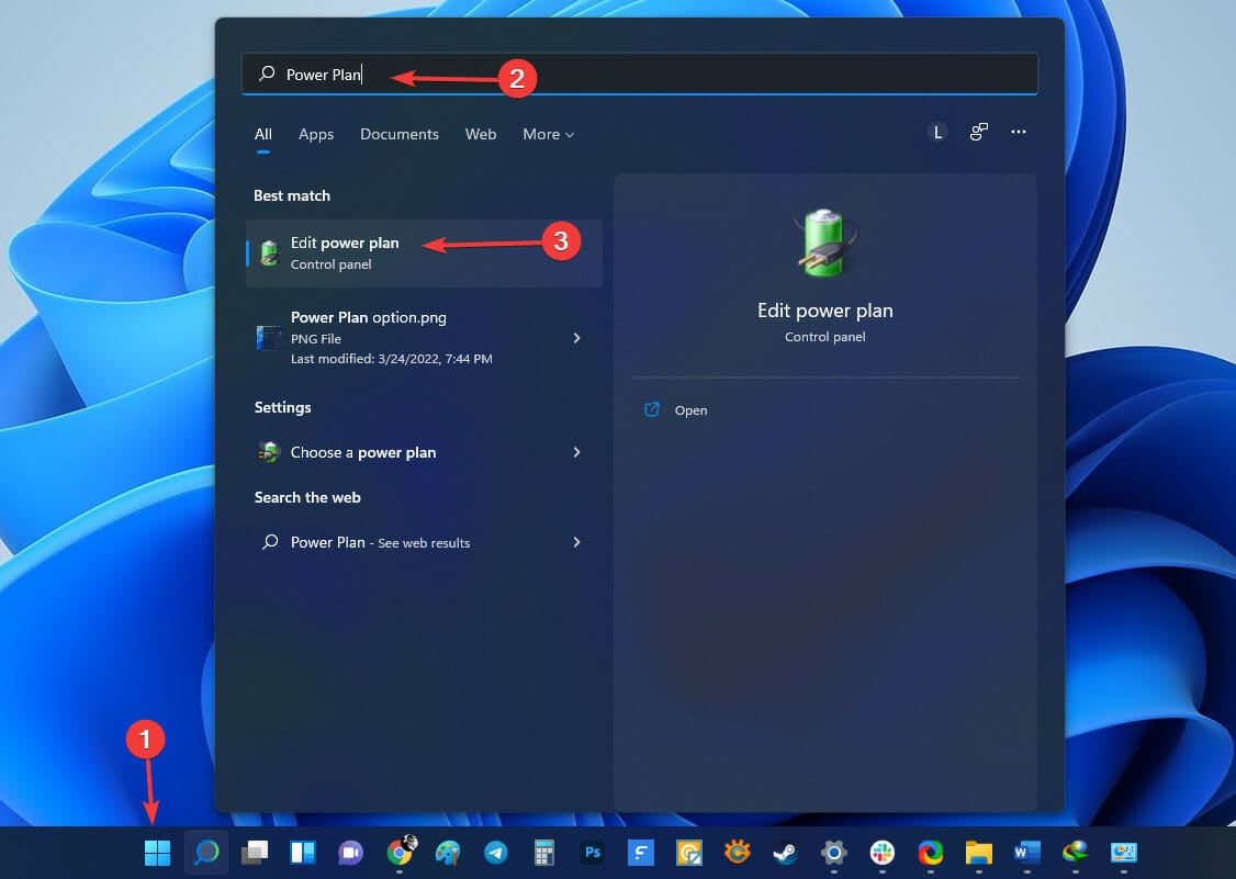 Опция редактирования плана питания